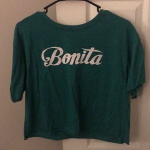 Green casual cropped tee